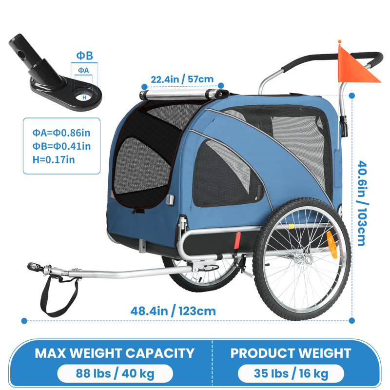 Sepnine 2-in-1 Dog Bicycle Trailer, Dog Stroller, and Dog Jogging
